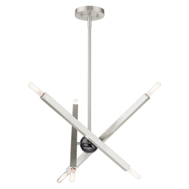 Livex Monaco 46984-91 Chandelier Light - Brushed Nickel w/ Black Chromes