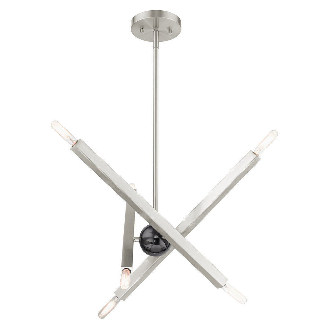 Livex Monaco 46984-91 Chandelier Light - Brushed Nickel w/ Black Chromes