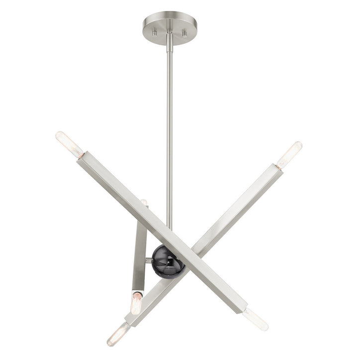 Livex Monaco 46984-91 Chandelier Light - Brushed Nickel w/ Black Chromes