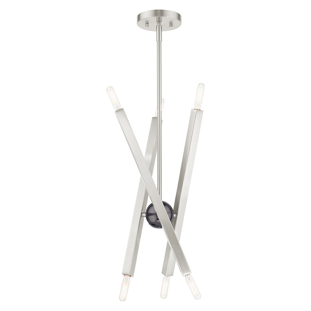 Livex Monaco 46984-91 Chandelier Light - Brushed Nickel w/ Black Chromes