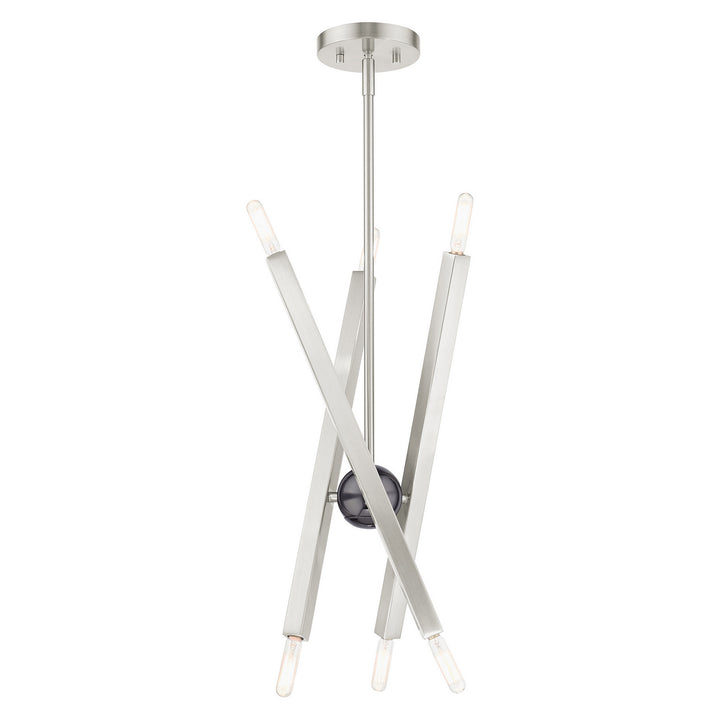 Livex Monaco 46984-91 Chandelier Light - Brushed Nickel w/ Black Chromes