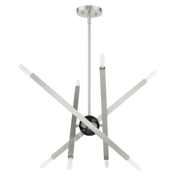 Livex Monaco 46985-91 Chandelier Light - Brushed Nickel w/ Black Chromes