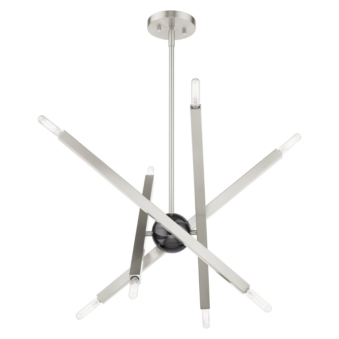 Livex Monaco 46985-91 Chandelier Light - Brushed Nickel w/ Black Chromes