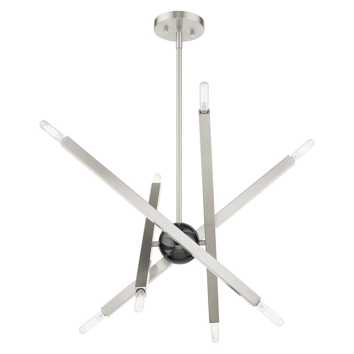 Livex Monaco 46985-91 Chandelier Light - Brushed Nickel w/ Black Chromes