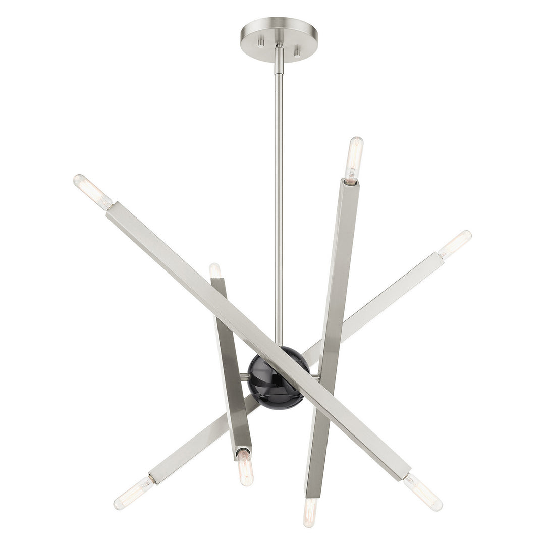 Livex Monaco 46985-91 Chandelier Light - Brushed Nickel w/ Black Chromes