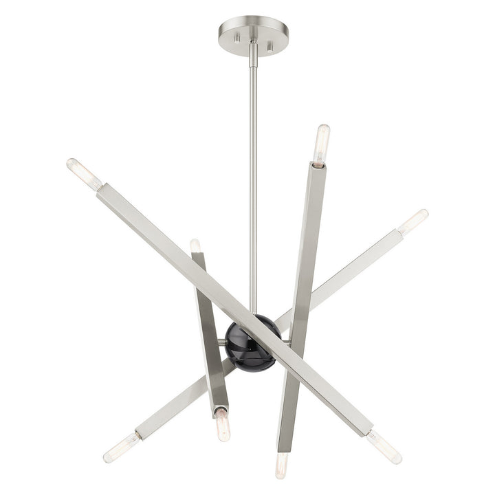 Livex Monaco 46985-91 Chandelier Light - Brushed Nickel w/ Black Chromes