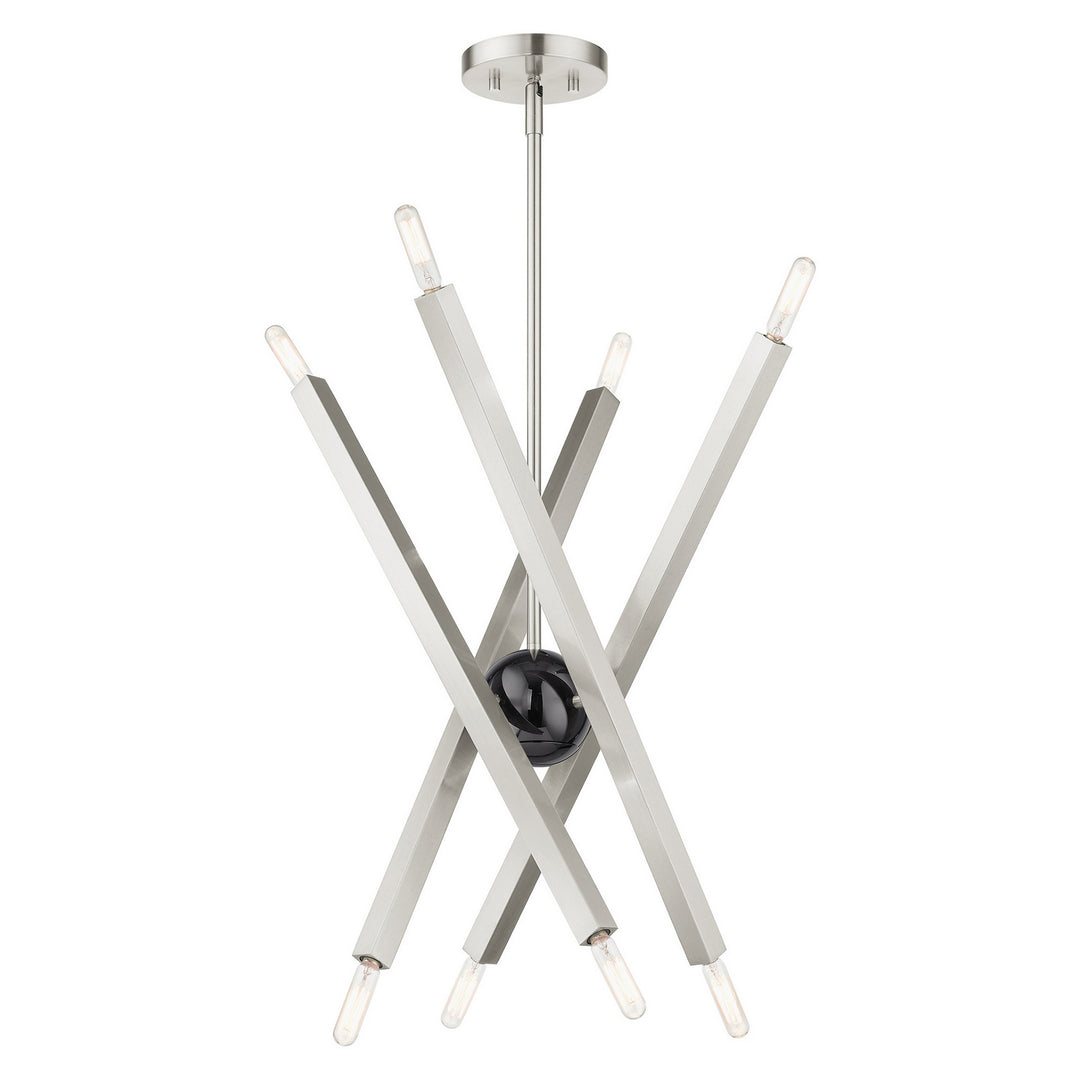 Livex Monaco 46985-91 Chandelier Light - Brushed Nickel w/ Black Chromes