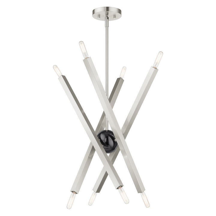 Livex Monaco 46985-91 Chandelier Light - Brushed Nickel w/ Black Chromes