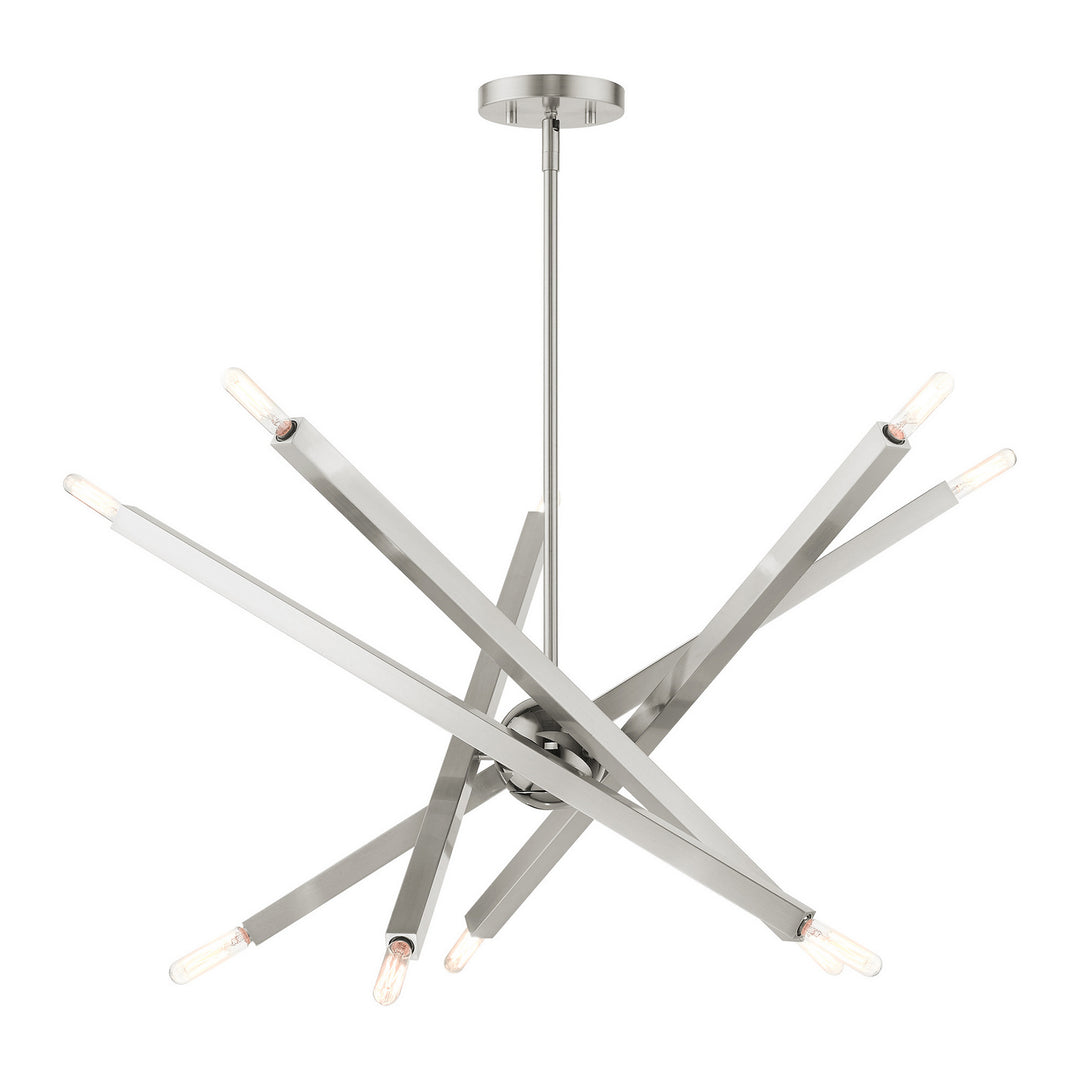 Livex Monaco 46986-91 Chandelier Light - Brushed Nickel w/ Black Chromes