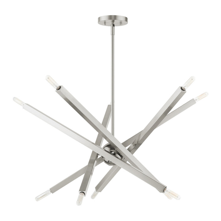 Livex Monaco 46986-91 Chandelier Light - Brushed Nickel w/ Black Chromes