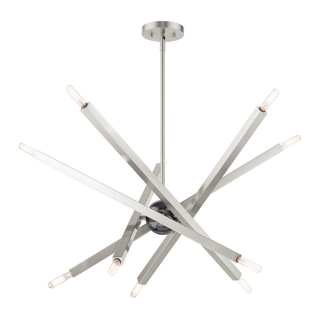 Livex Monaco 46986-91 Chandelier Light - Brushed Nickel w/ Black Chromes