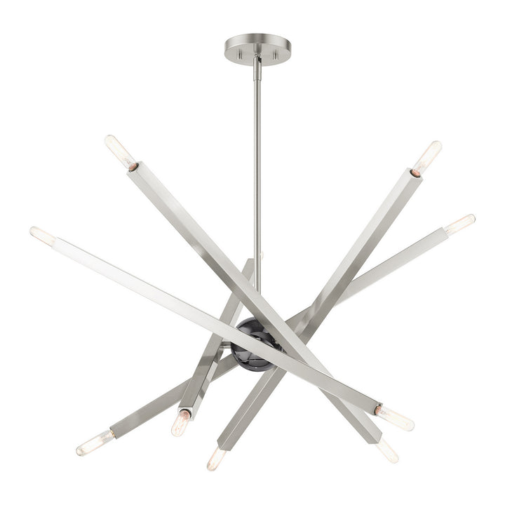 Livex Monaco 46986-91 Chandelier Light - Brushed Nickel w/ Black Chromes