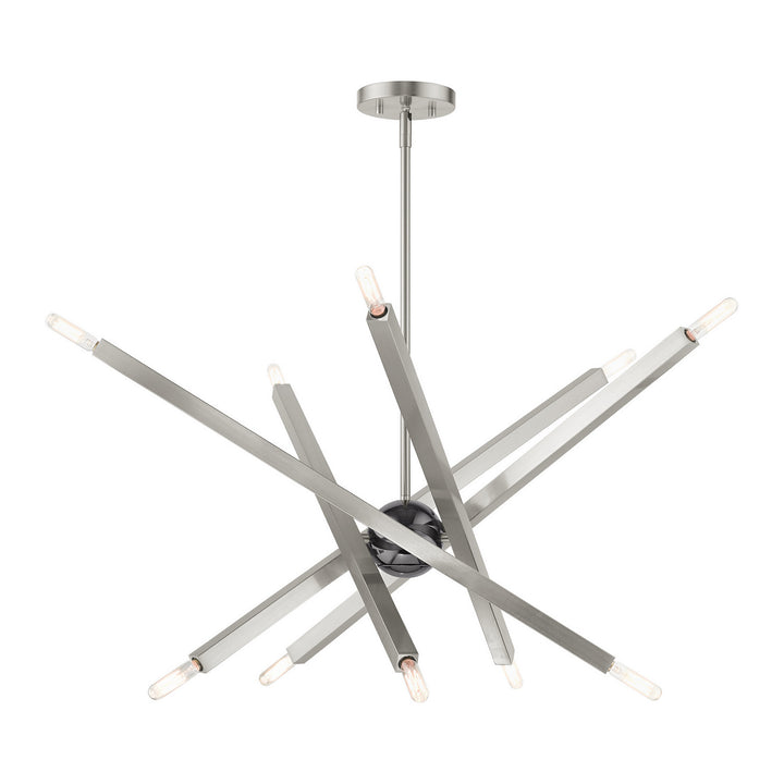 Livex Monaco 46986-91 Chandelier Light - Brushed Nickel w/ Black Chromes