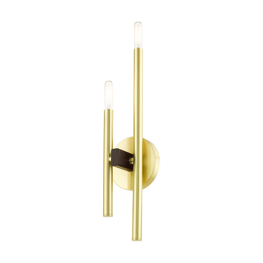 Livex Denmark 49342-12 Wall Sconce Light - Satin Brass w/ Bronzes