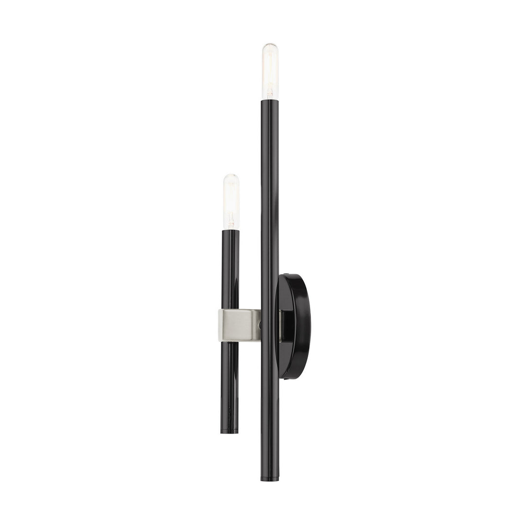 Livex Denmark 49342-46 Wall Sconce Light - Black Chrome w/ Brushed Nickels
