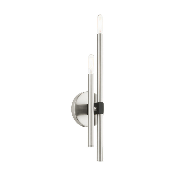 Livex Denmark 49342-91 Wall Sconce Light - Brushed Nickel w/ Blacks