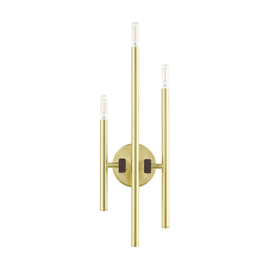 Livex Denmark 49343-12 Wall Sconce Light - Satin Brass w/ Bronzes