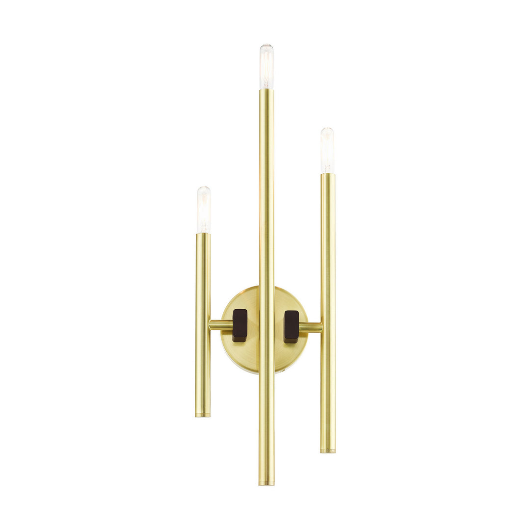 Livex Denmark 49343-12 Wall Sconce Light - Satin Brass w/ Bronzes