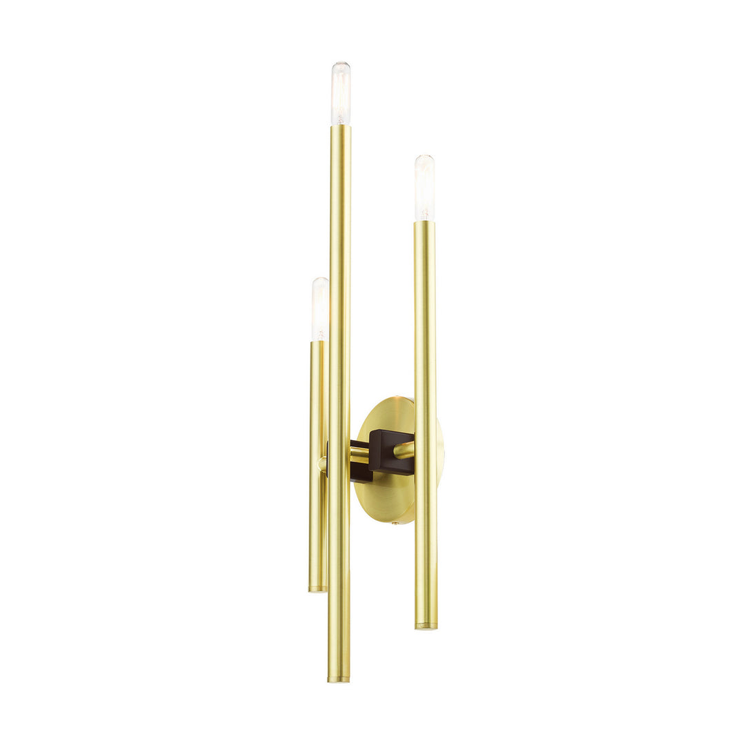 Livex Denmark 49343-12 Wall Sconce Light - Satin Brass w/ Bronzes