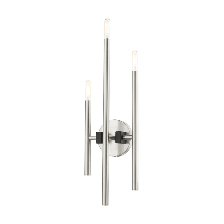 Livex Denmark 49343-91 Wall Sconce Light - Brushed Nickel w/ Blacks