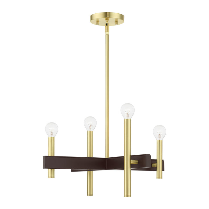 Livex Denmark 49344-12 Chandelier Light - Satin Brass w/ Bronzes