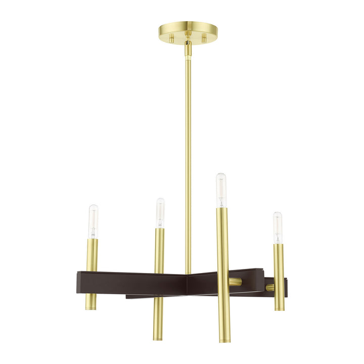 Livex Denmark 49344-12 Chandelier Light - Satin Brass w/ Bronzes