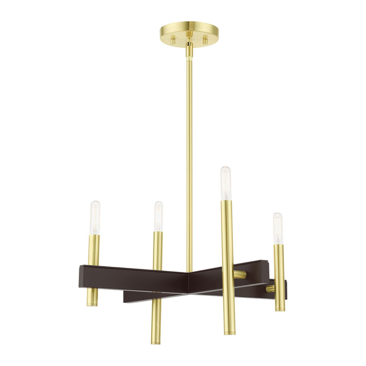 Livex Denmark 49344-12 Chandelier Light - Satin Brass w/ Bronzes