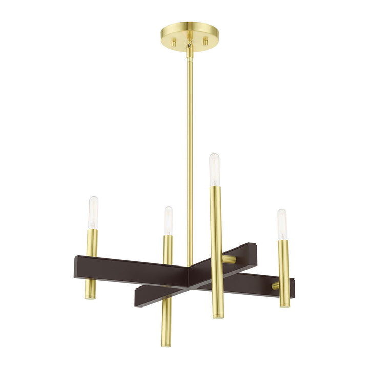 Livex Denmark 49344-12 Chandelier Light - Satin Brass w/ Bronzes