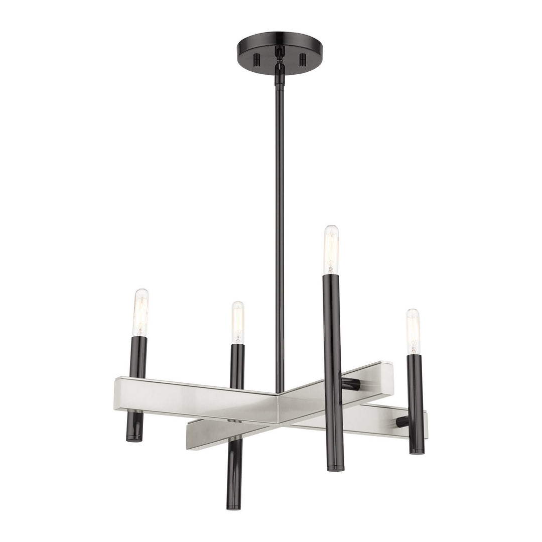 Livex Denmark 49344-46 Chandelier Light - Black Chrome w/ Brushed Nickels