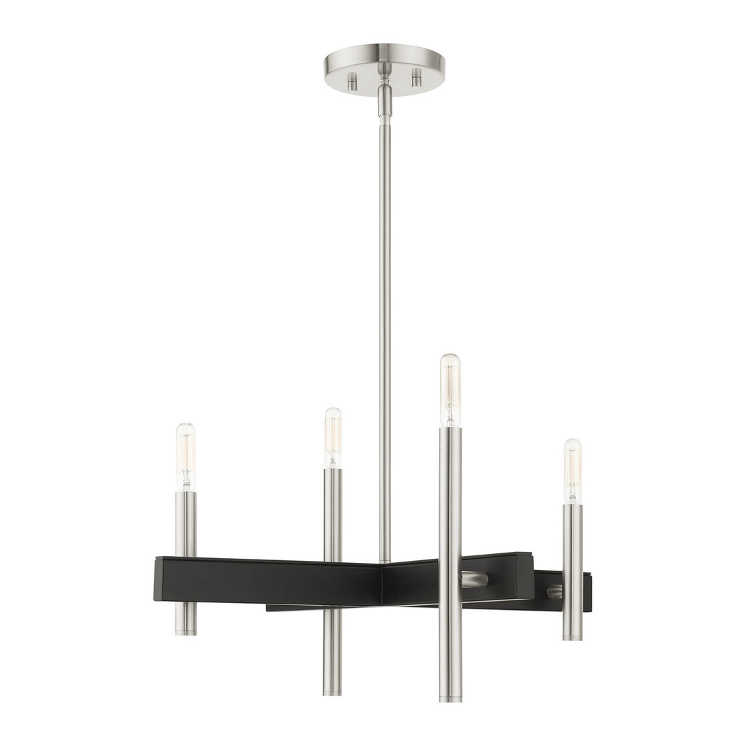 Livex Denmark 49344-91 Chandelier Light - Brushed Nickel w/ Blacks