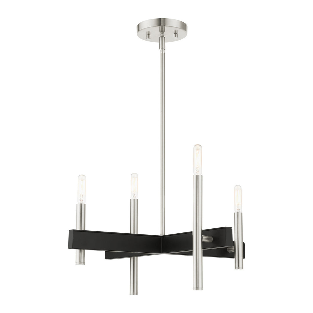 Livex Denmark 49344-91 Chandelier Light - Brushed Nickel w/ Blacks