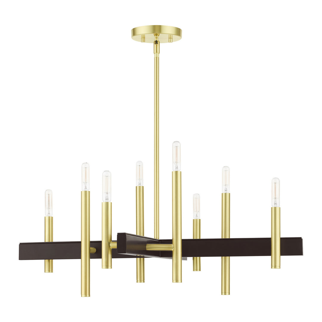 Livex Denmark 49348-12 Chandelier Light - Satin Brass w/ Bronzes