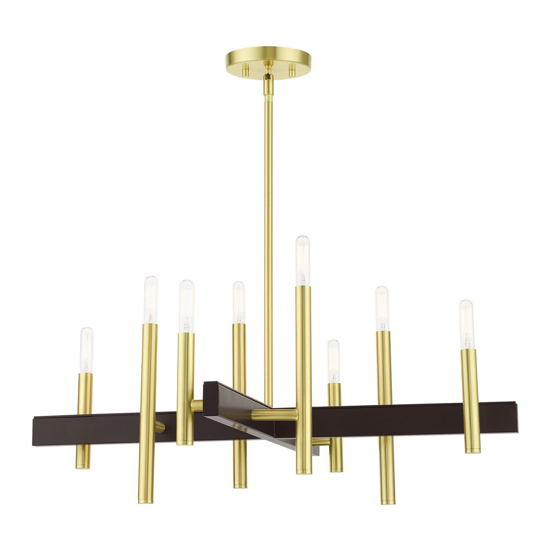 Livex Denmark 49348-12 Chandelier Light - Satin Brass w/ Bronzes