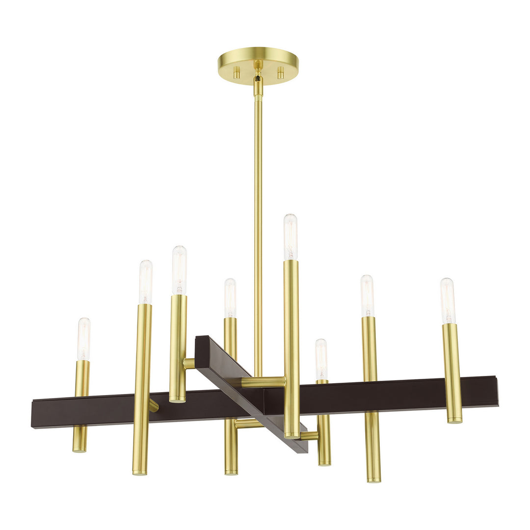 Livex Denmark 49348-12 Chandelier Light - Satin Brass w/ Bronzes