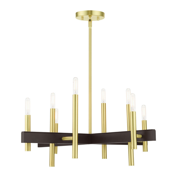 Livex Denmark 49348-12 Chandelier Light - Satin Brass w/ Bronzes