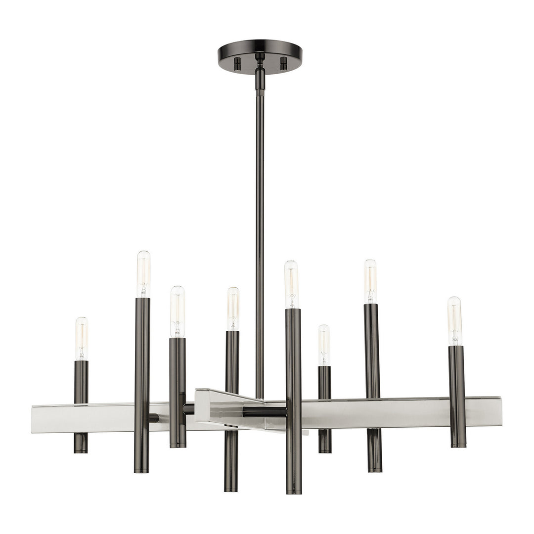 Livex Denmark 49348-46 Chandelier Light - Black Chrome w/ Brushed Nickels