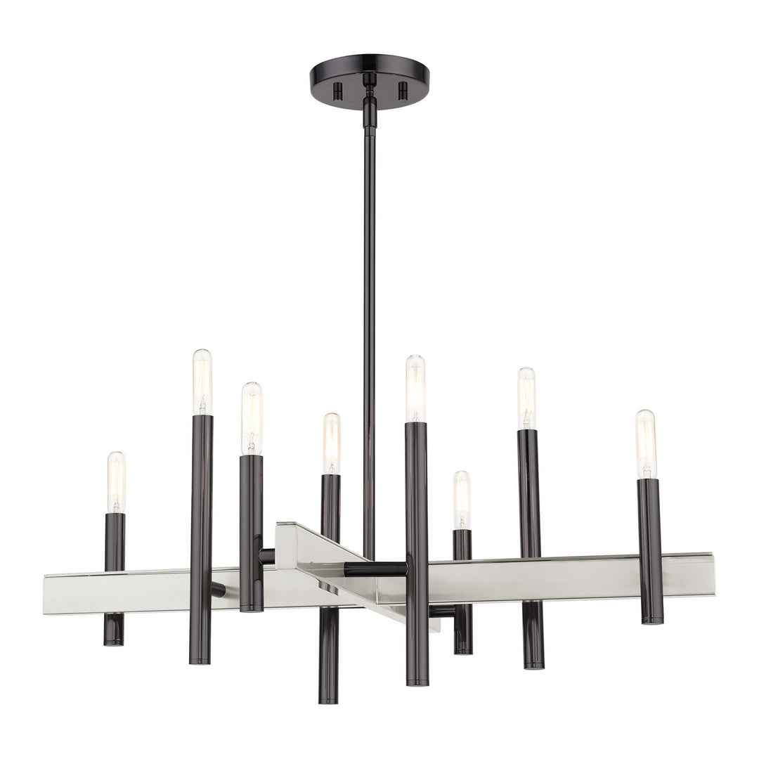 Livex Denmark 49348-46 Chandelier Light - Black Chrome w/ Brushed Nickels