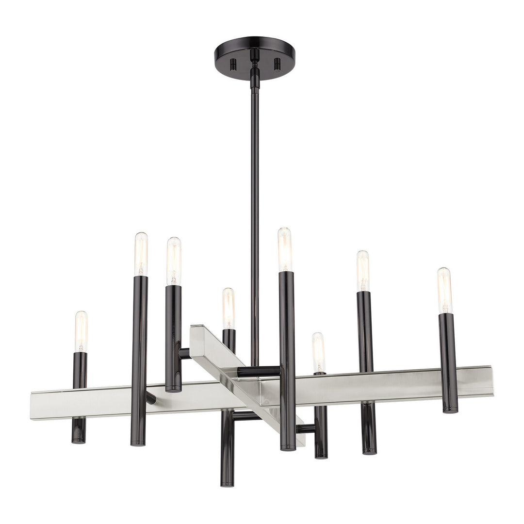 Livex Denmark 49348-46 Chandelier Light - Black Chrome w/ Brushed Nickels