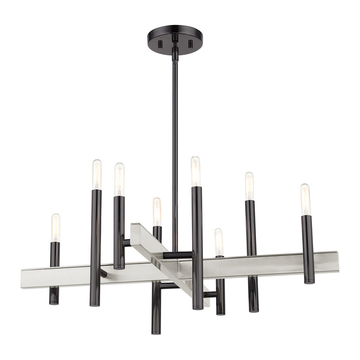 Livex Denmark 49348-46 Chandelier Light - Black Chrome w/ Brushed Nickels