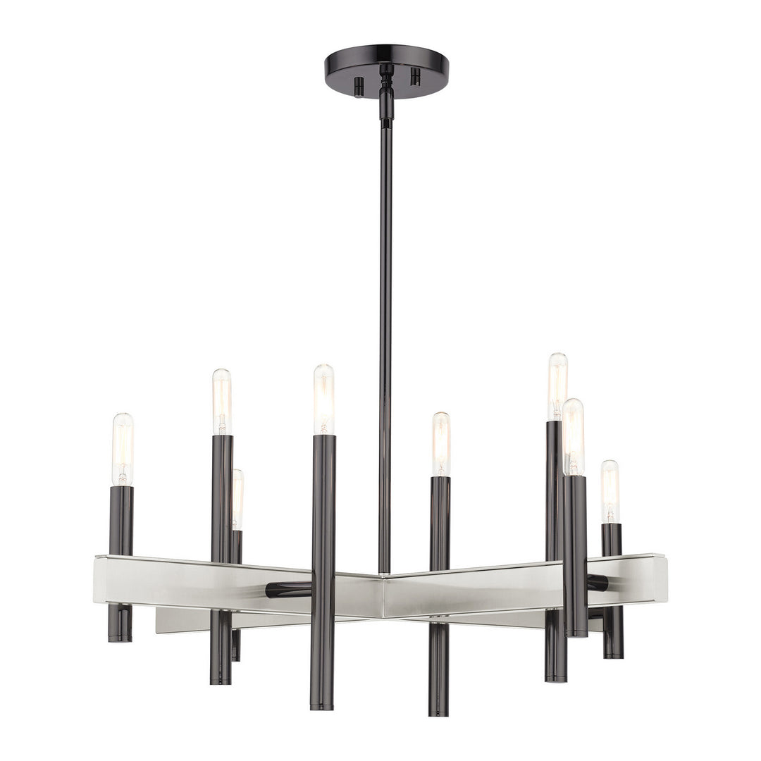 Livex Denmark 49348-46 Chandelier Light - Black Chrome w/ Brushed Nickels