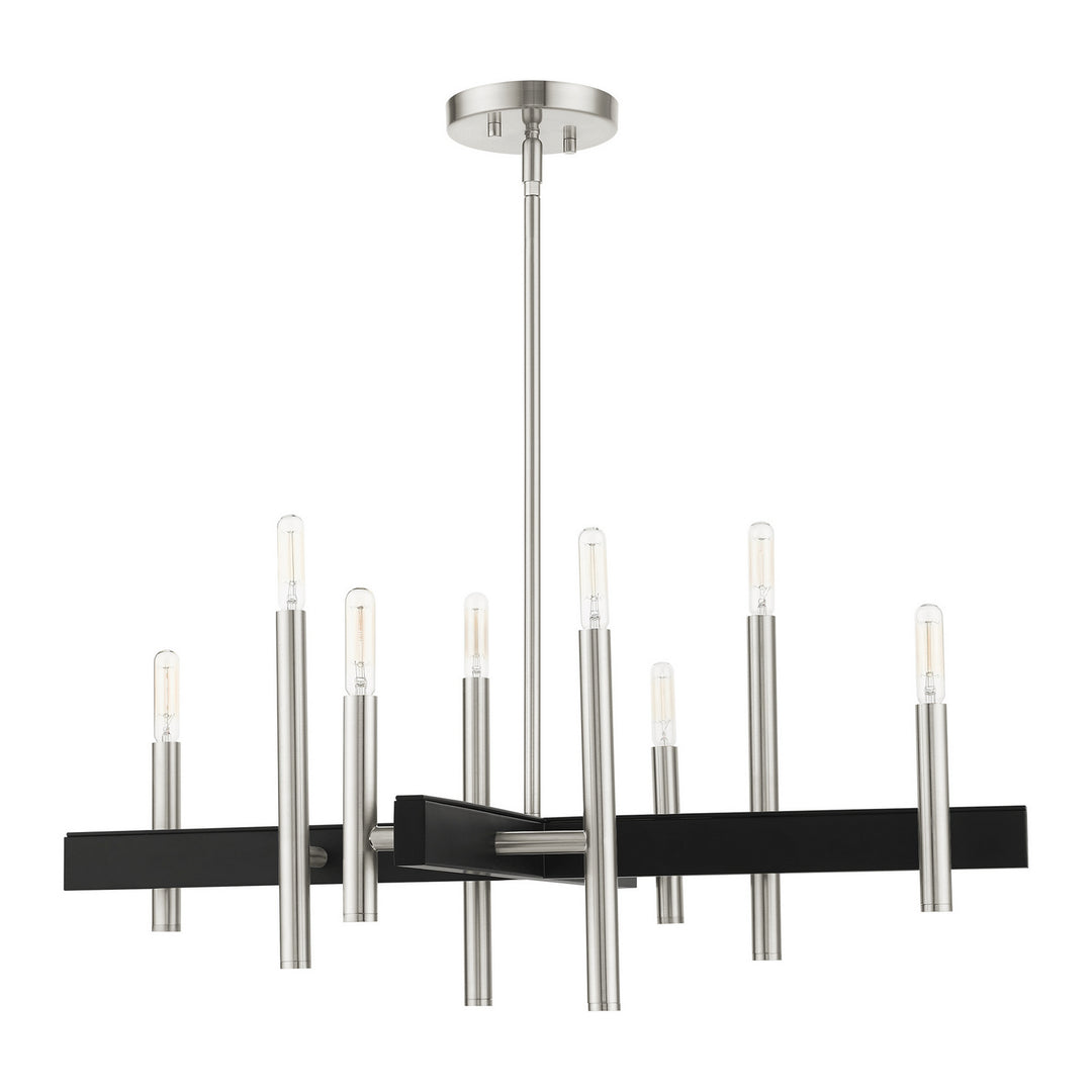 Livex Denmark 49348-91 Chandelier Light - Brushed Nickel w/ Blacks