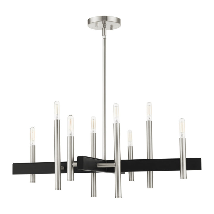 Livex Denmark 49348-91 Chandelier Light - Brushed Nickel w/ Blacks