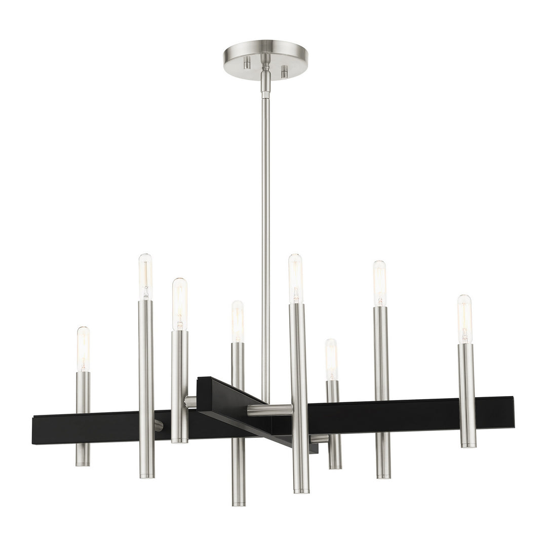 Livex Denmark 49348-91 Chandelier Light - Brushed Nickel w/ Blacks