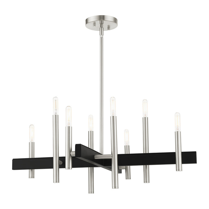 Livex Denmark 49348-91 Chandelier Light - Brushed Nickel w/ Blacks