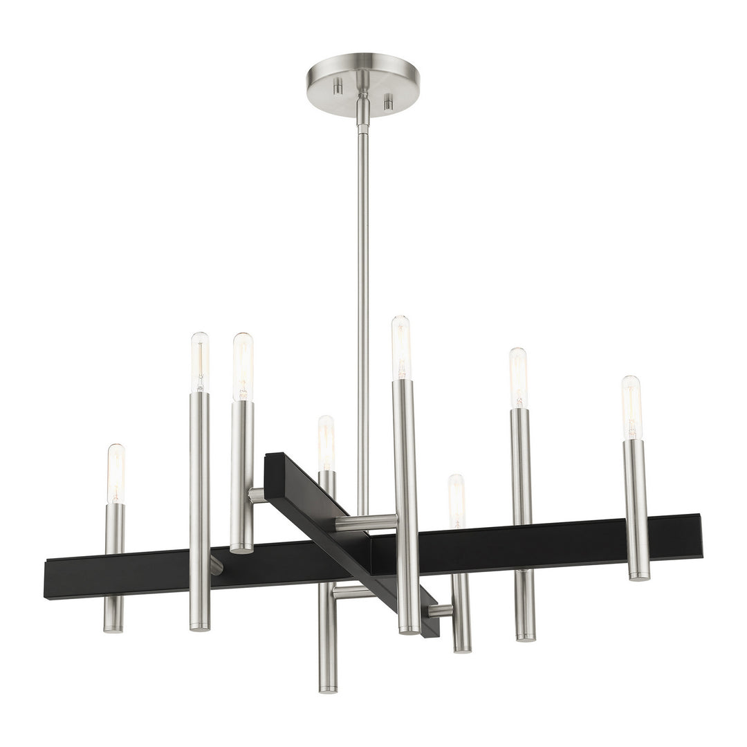 Livex Denmark 49348-91 Chandelier Light - Brushed Nickel w/ Blacks