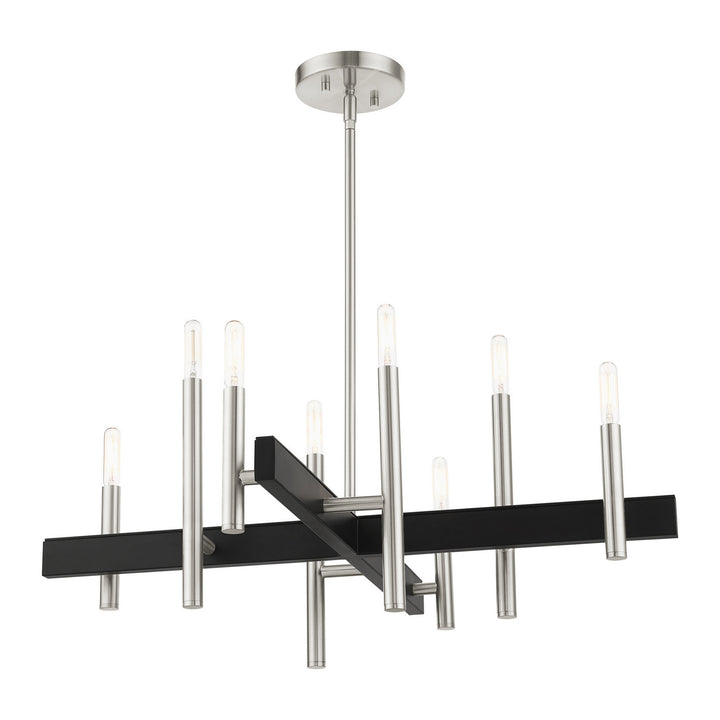 Livex Denmark 49348-91 Chandelier Light - Brushed Nickel w/ Blacks