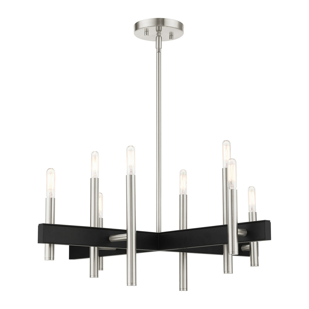 Livex Denmark 49348-91 Chandelier Light - Brushed Nickel w/ Blacks