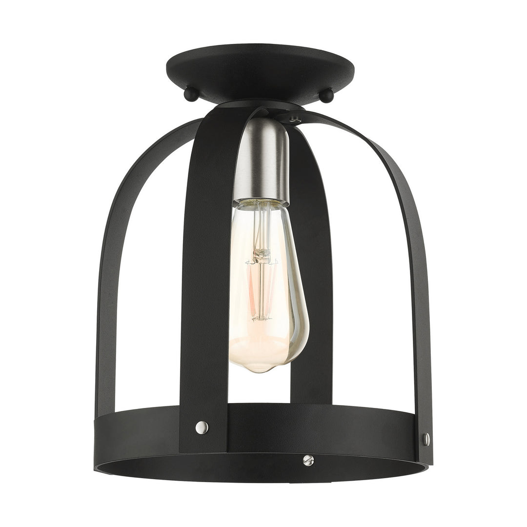 Livex Stoneridge 49641-14 Ceiling Light - Textured Black w/ Brushed Nickels