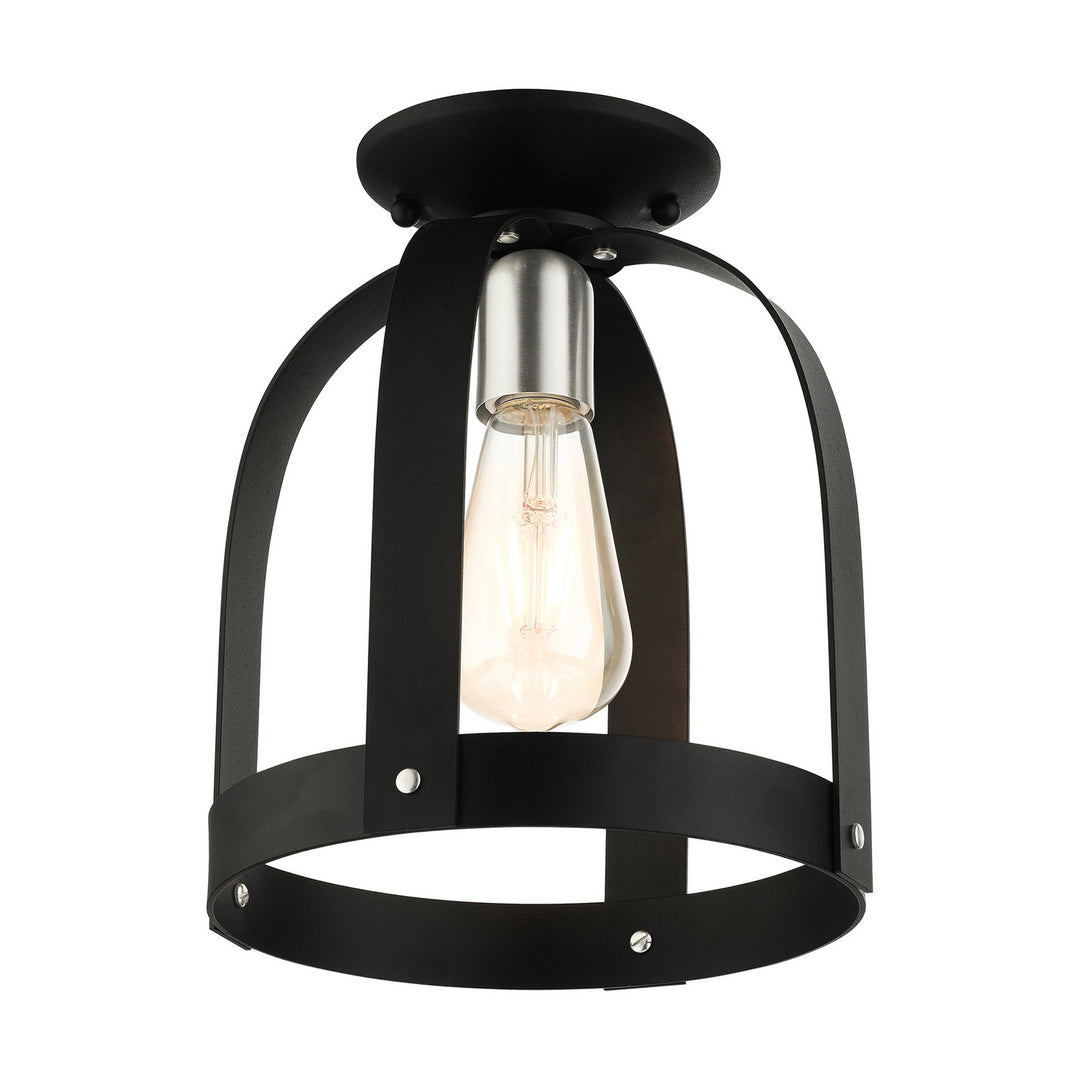 Livex Stoneridge 49641-14 Ceiling Light - Textured Black w/ Brushed Nickels