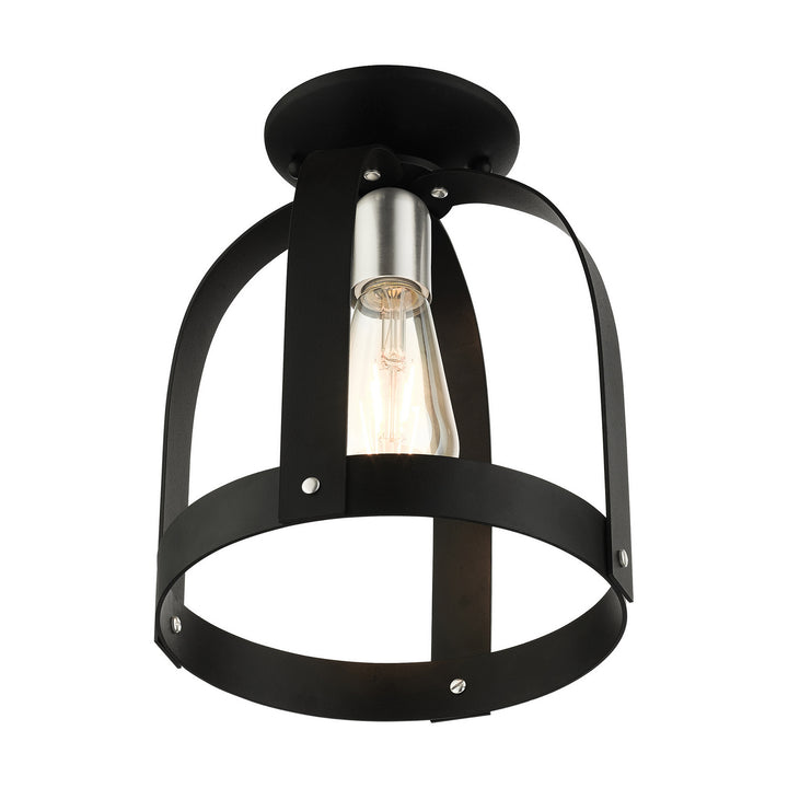 Livex Stoneridge 49641-14 Ceiling Light - Textured Black w/ Brushed Nickels